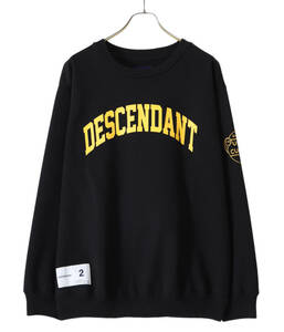 希少★新品本物【黒★2】★TEAM CREW NECK SWEATSHIRT チームクルーネック アーチロゴ 正規店購入 ディセンダント 入手困難 DESCENDANT21AW