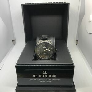 【メンズ・箱保有】EDOX / エドックス デルフィン　ブラック 71289 クオーツ 2021年購入 着用数回の美品です。