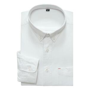 メンズ シャツ カジュアルシャツ ビジネス シャツ シンプル 襟 付き 無地 春 秋 長袖　男性 用 メンズ細身 ボタンダウン　ホワイト