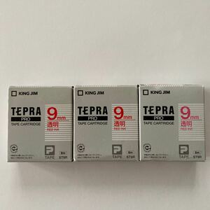 「テプラ」PROテープカートリッジ ST9R 9mm （透明ラベル・赤文字）