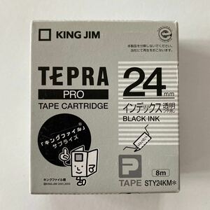 「テプラ」PROテープカートリッジ インデックスラベル STY24KM 24mm （透明つや消し・黒文字）