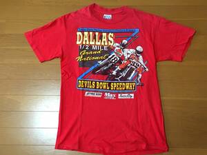 ビンテージ 米国製 ダートラ Tシャツ NATIONAL '93 M 赤 ハーレー レース レッド MADE IN USA 90年代 90s Hanes 中古 バイク プリント 希少