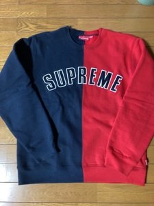 ★希少・新品同様★18AW Supreme Split Crewneck Sweatshirt navy red アーチロゴ arc logo Box Logo クルーネック シュプリーム　Mサイズ