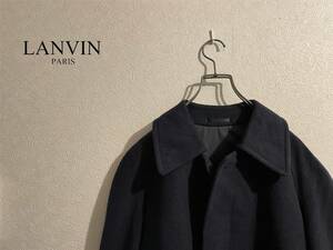 ◯ Vintage LANVIN ウール ステンカラー コート / ランバン ロング OLD 紺 ネイビー M Mens #Sirchive