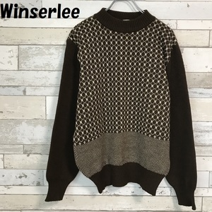 【人気】Winserlee ハイネック ニット ブラウン イングランド製 サイズL ウール /A626