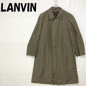 【人気】LANVIN /ランバン シルク100％ ステンカラーコート トレンチコート カーキ サイズR48-45/S1796