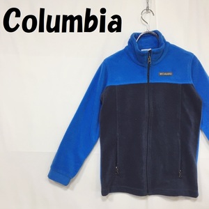 【人気】Columbia/コロンビア ワンポイントロゴ フリースジャケット アウター ブルー×ネイビー サイズM キッズ/S2322