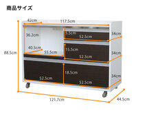 /新品/機能充実/安心安全 国産品/家電収納/120㎝サイズ キッチンカウンター/ステンレストップ/引出し収納/移動楽々キャスター付/選べる2色_画像6