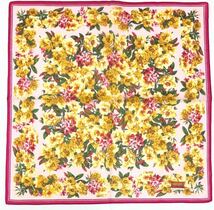 高田賢三 「 KENZO」花柄ハンカチ 46×46cm 日本製 綿100％ 薔薇柄 バラ イエロー×ピンク 昭和レトロ_画像1