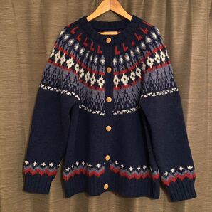 【古着】ノルディック柄 ニット カーディガン 厚手 メンズ ウール 厚手 beams ロンハーマン ニコアンド エルエルビーン