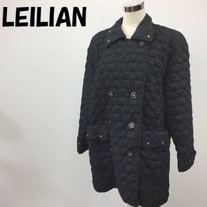 【人気】LEILIAN/レリアン ダブルボタン 中綿コート スタッズ ブラック サイズ9 レディース/S1924