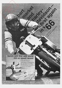 ポスター★1966年 ハーレーダビッドソン バート・マーケル☆Harley-Davidson/AMA/ダートトラック/フラットトラック