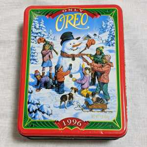 1996年　クリスマス　OREO オレオ　ティン缶　スノーマン　子ども　NABISCO ナビスコ　レトロ　ヴィンテージ　アメリカ　カントリー雑貨