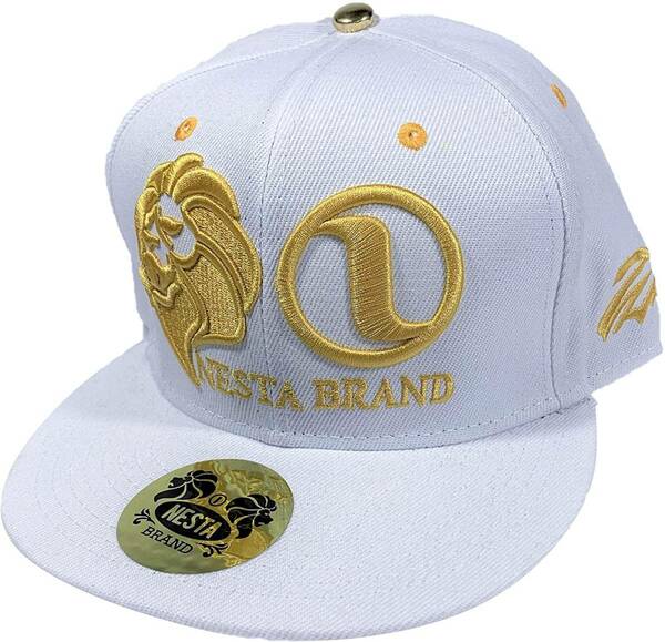 Nesta Brand ネスタブランド ライオンロゴ スナップバックキャップ フリーサイズ （ホワイト/ゴールド） [並行輸入品]