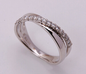 { pawnshop exhibition } Ponte Vecchio *k18WG natural diamond 0.23ct ring *C-5526