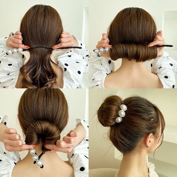 2点セット お団子ヘアアレンジ ヘアアクセサリー 髪飾り簡単お団子作り +おまけ
