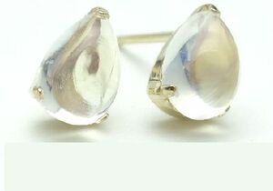 6 month birthstone * blue moonstone kaboshon pair Shape 6x4 K10YG earrings jewelry Gold 