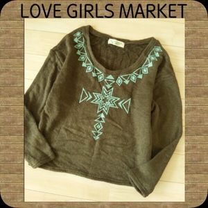 LOVE GIRLS MARKET＊ネイティブ柄パイルニット