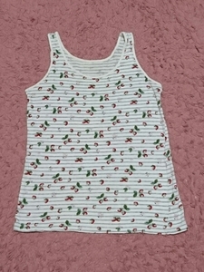  last price cut used lady's tank top white color border strawberry pattern 