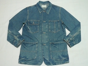 美品[SPELLBOUNDスペルバウンド]DenimWorkJacketカバーオール2(M)USED加工