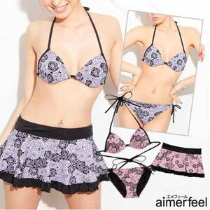  new goods tag attaching emefi-ru bikini swimsuit skirt floral print flower pink 