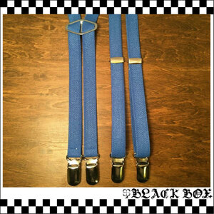 オリジナル BRACES ブレイセス SUSPENDER サスペンダー Oi SKINS PUNKS MODS SKA RUDEBOY オイ スキンズ パンク モッズ H型 幅15mm ブルー