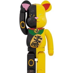 新品未開封 送料無料 BE@RBRICK 招き猫 黒×黄 1000% メディコムトイ MEDICOMTOY ベアブリック