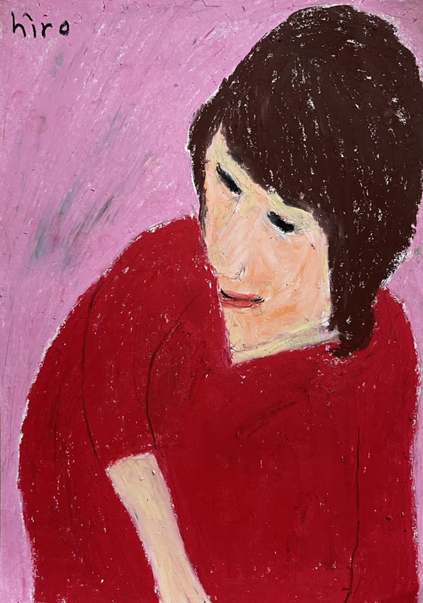 Maler Hiro C Freude einer Frau, Kunstwerk, Malerei, Pastellmalerei, Buntstiftzeichnung