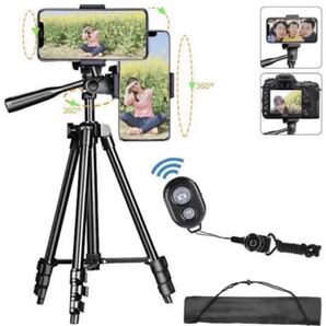 三脚 スマホ三脚4段階伸縮 360°回転可能 3WAY リモコン付き収納袋付き
