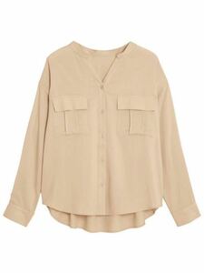 新品 GU ワークスキッパーシャツ S ジーユー　UNIQLO ユニクロ　ベージュ