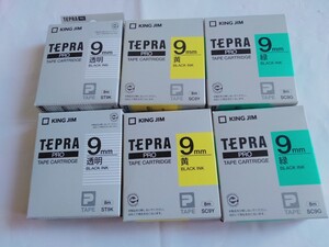 6930円定価 1155円6個 未開封 テプラテープ キングジム 緑色 黄色 透明 9ミリ8m テプラ テープ 純正品 TEPRA
