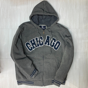 USA正規品 【L】 LeeHanTon ボア ジップアップ 厚手 シェルパ パーカー CHICAGO シカゴ パッチロゴ チャコールグレー College カレッジ