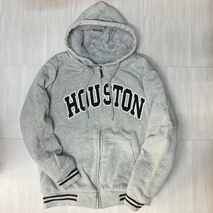 USA正規品 【L】 LeeHanTon ボア ジップアップ 厚手 シェルパ パーカー HOUSTON ヒューストン パッチロゴ グレー College カレッジ