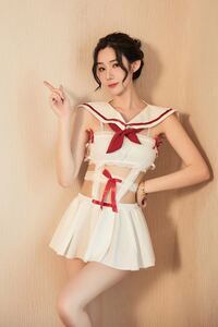 淫萌 女子学生コスプレ 美胸 メイド服 セクシーベビードールランジェリー