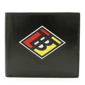 BURBERRY バーバリー ロゴグラフィック 2つ折り札入れ 二つ折り財布 コーティングキャンバス レザー ブラック 黒 8021768