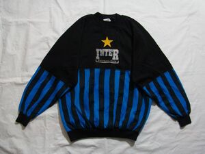 ☆美品・未着用☆ 80s90s イタリア製 ビンテージ LE FELPE DEI GRANDI CLUB インテル・ミラノ ストライプ切替 スウェット sizeL ☆古着 EU