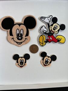刺繍ワッペン アイロンワッペン 4点セット 刺繍アイロンワッペン ミッキー ハンドメイド素材 入園準備幼稚園