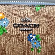 【未使用】 COACH コーチ 長財布 ラウンドファスナー 財布 ウォレット シグネチャー 花 ブラウン 茶 タグ付き_画像6