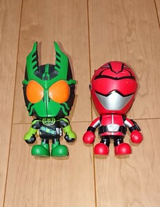 特命戦隊ゴーバスターズ と 仮面ライダーオーズ フィギュア おもちゃ ヒーローソフビ フィギュア 頭でっかち 子供