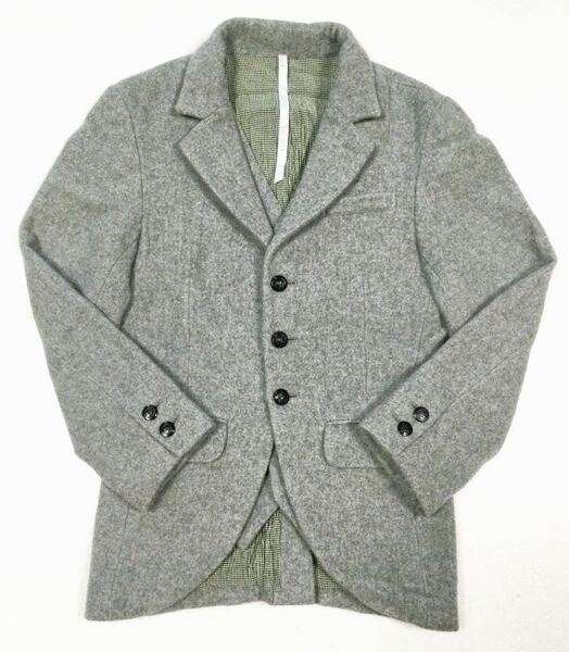 美品「TRAUMEN TAILOR」ジレ レイヤードデザイン ウールフリース 3B ジャケット Gray SIZE:S相当 日本製