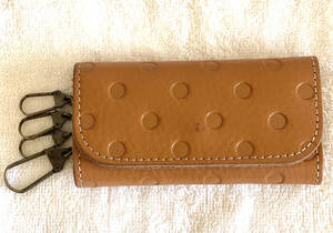  unused goods Kanmi. / can mi leather key case leather key inserting 4 ream key ring made in Japan Camel 