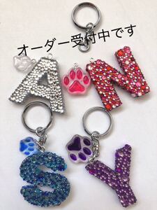 オーダーハンドメイド レジン キーホルダー ラインストーン