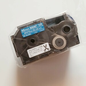 新品 ネームランド マグネットテープ 46ミリ 白文字 青色テープ
