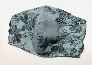 チュールレース立体インナー モスグリーン ハンドメイド 高島ちぢみピケ
