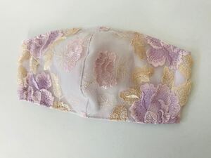 チュールレース立体インナー ラベンダーピンクベージュ ハンドメイド 高島ちぢみピケ