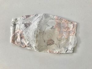 チュールレース立体インナー ホワイトピンクグレー ハンドメイド 高島ちぢみピケ