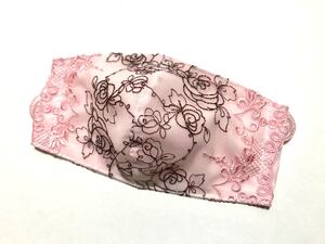 チュールレース立体インナー ピンク系 ハンドメイド 高島ちぢみピケピンク