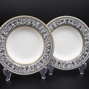  Wedgwood fro Len чай n черный суп plate миска 2 листов WEDGWOOD BLACK FLORENTINE глубокий тарелка пара #4