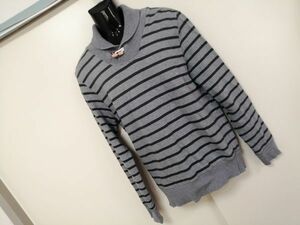 kkyj5254 ■ ZARA ■ ザラ スウェット カットソー トップス ミニ裏毛 ボーダー コットン グレー L