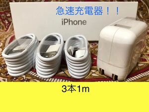 iPhone充電器 ライトニングケーブル 3本 1m 急速充電器セット